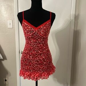 Victoria's Secret Red and White Sheer Slip